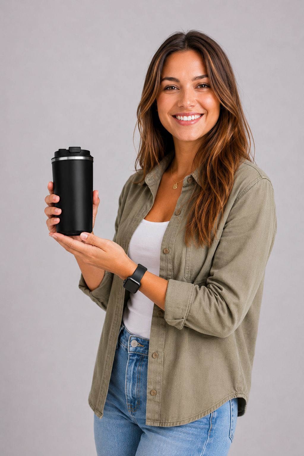 Minimalist Stainless Steel Travel Tumbler side view
