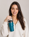 Teal Insulated Travel Tumbler with Carry Handle