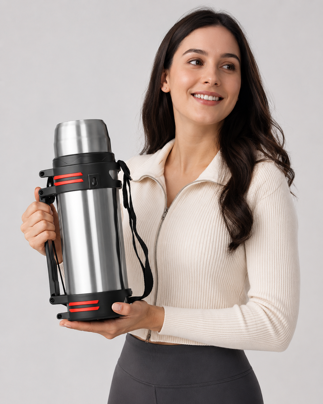 Insulated thermos bottle front view