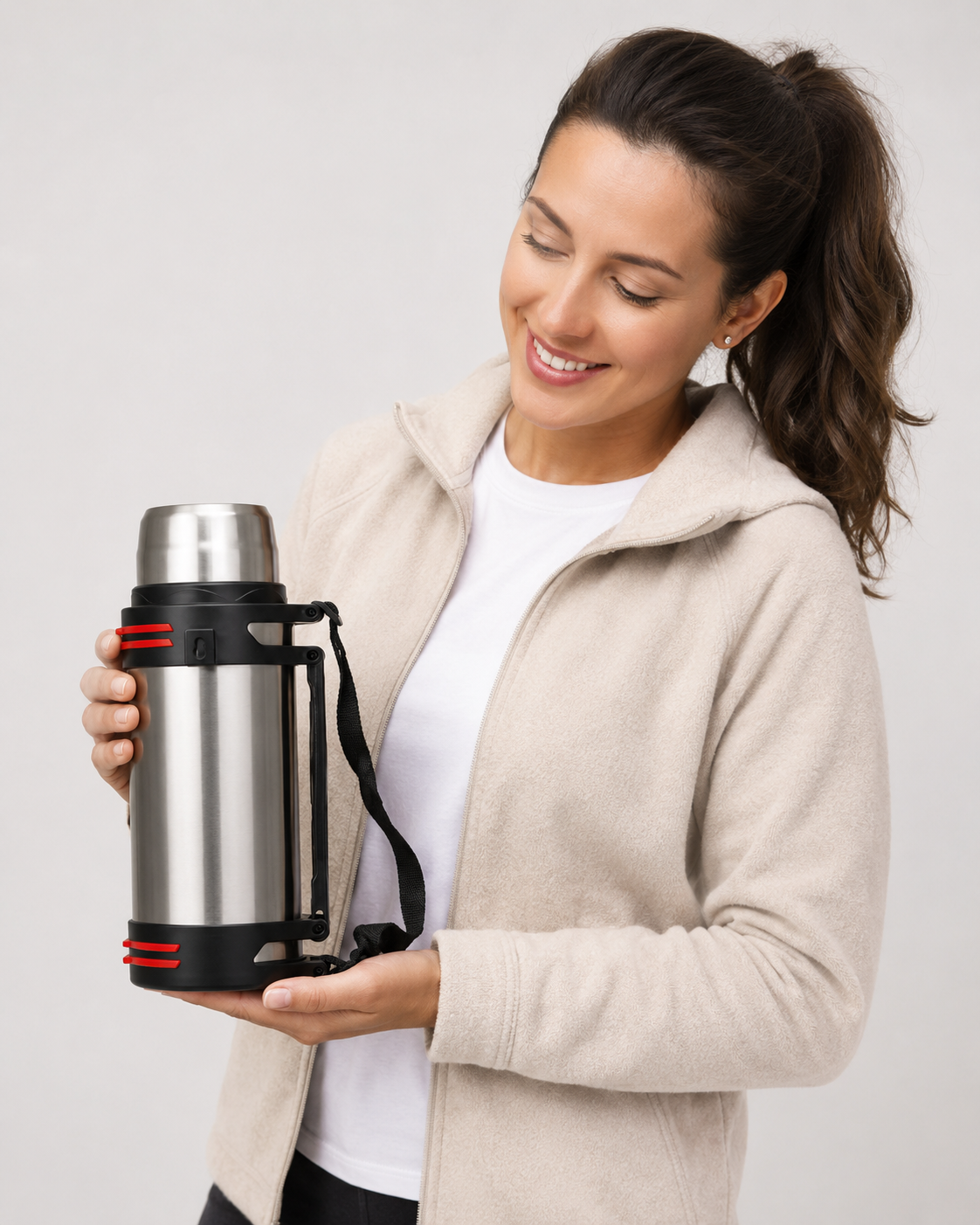 Insulated thermos bottle side view