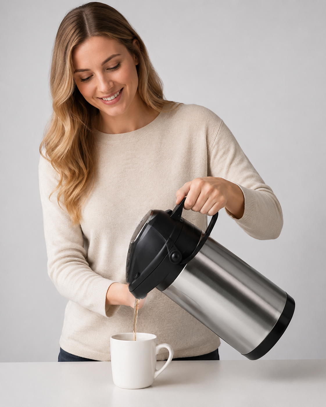 Premium insulated thermos bottle side view